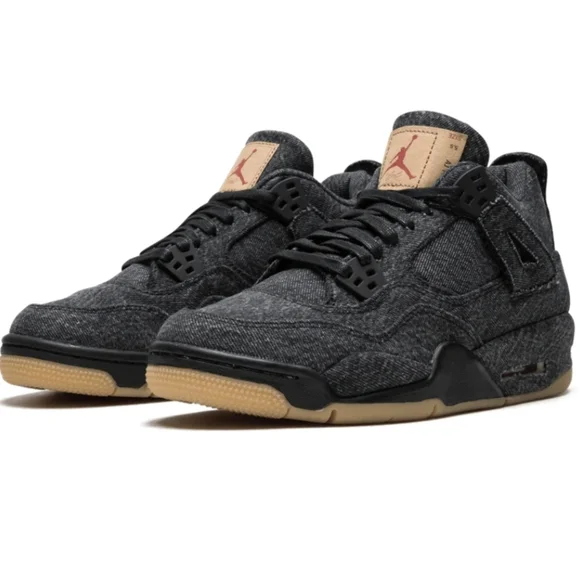Levi's x Air Jordan 4 Retro Black Denim (2018) Size 10 Men's - Picture 2 of 3